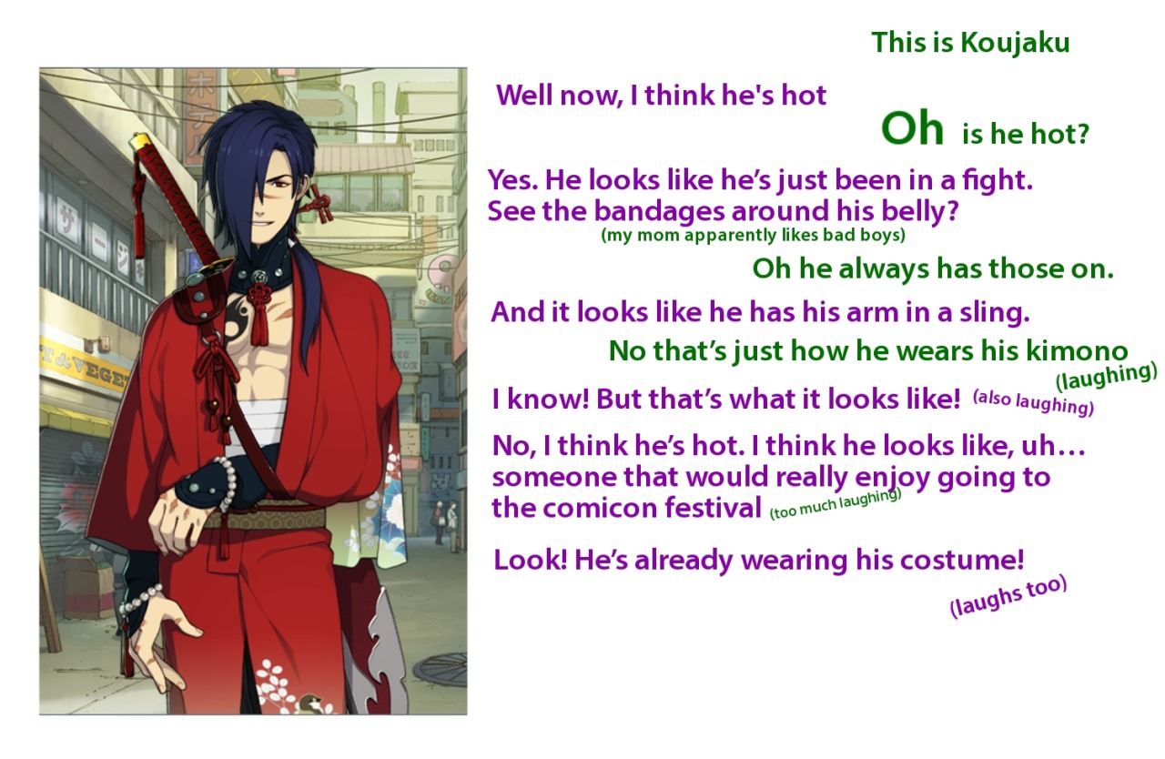 sweetmelonkandy:  hot-gothics:  DRAMAtical Murder First Impressions with my mom I