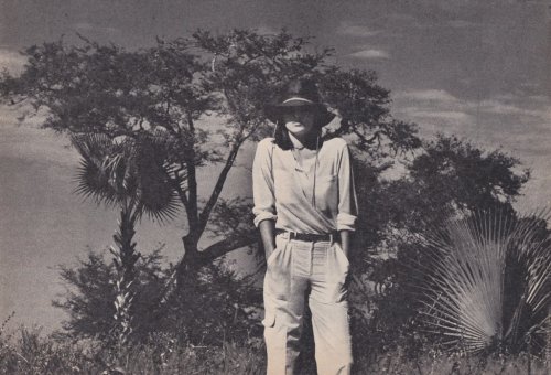 Shirt: Agnès B.Pants: Michel BachozBelt and hat: J.C. Brosseau Elle France, January 1977