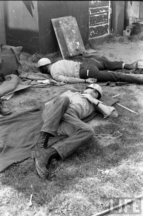 Taking a break from fighting a forest fires near Yosemite(Ralph Crane. 1961)