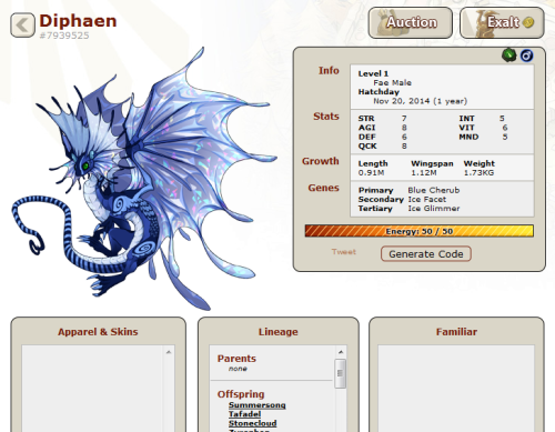 pumpkin-bread: Also selling Diphaen here. He’s a gen one who was scattered to an ice XYY. Gene