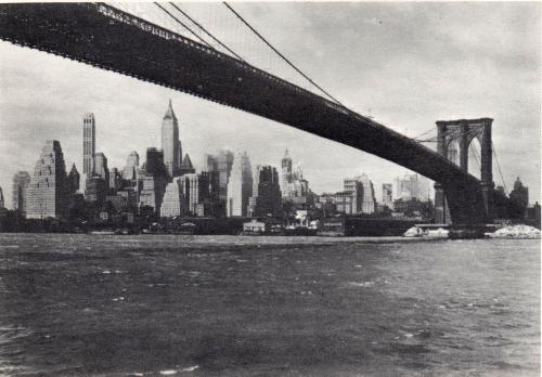 vintagemanhattanskyline:Downtown’s Financial District skyscrapers looking southwest from East River 