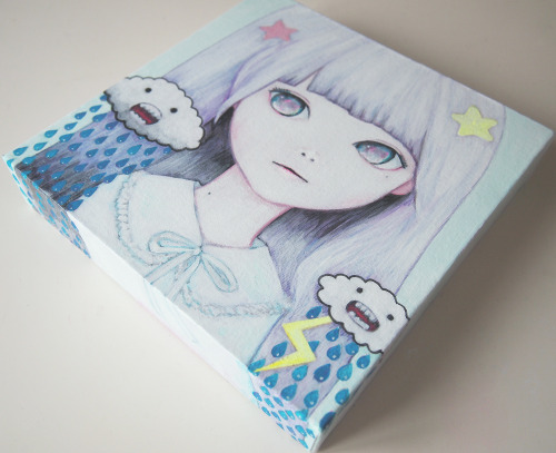 kaoruhasegawaartworks:  「My Little Cloud」 2014 200 mm x 200 mm x 37 mm Acrylic On Canvas Kaoru Hasegawa 