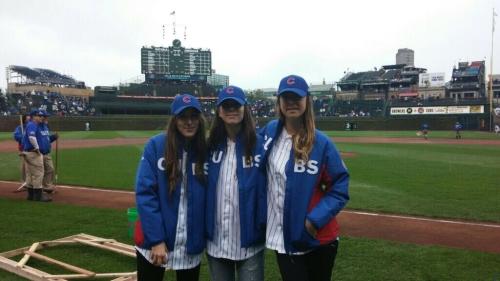 haimtheblog:  @Cubs: Some pregame pics to share: musical group @HAIMtheband before their ceremonial first pitch.