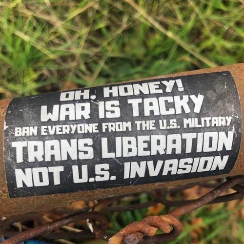 radicalgraff:“Trans Liberation Not US Invasion”Sticker seen in Seattle, Washington