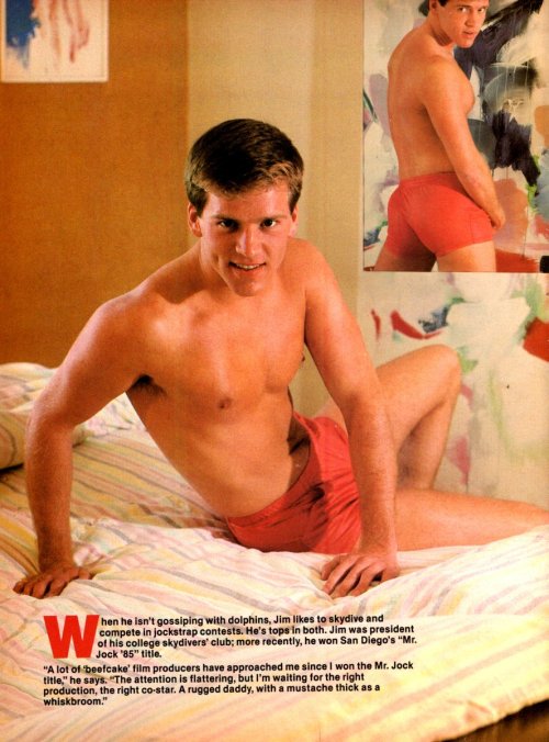 From ADVOCATE MEN (June 1985) Model is Jim Steele