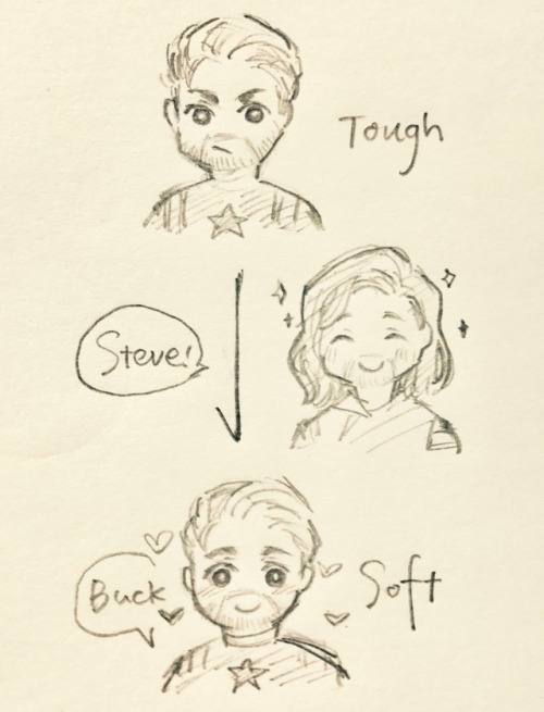 Steve：(•̀へ•́) Bucky：(´∀` ) Steve：(*´∀`*)♡ ​​​