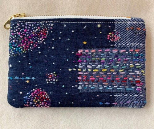 A favorite result from my recent adventures into sewing. The pattern is “Modern Born Zipper Pouch” b