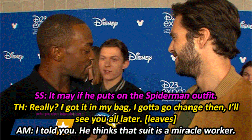 imhereforbvcky:peterparkher:marvel fake subs - [1/?] - tom holland and anthony mackie explain their 