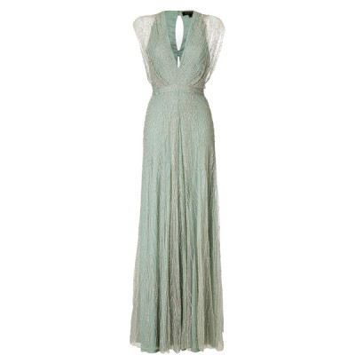 JENNY PACKHAM Beaded V-Neck Gown ❤ liked on Polyvore (see more sheer gowns)