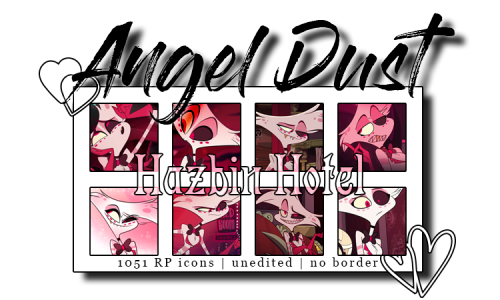 gladlyrphelper:⌠ 1051 very expressive RP icons ⌡ - Angel Dust of Hazbin HotelCharacter: Angel Du