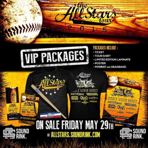 VIP Packages for the #AllStarsTour2015 featuring #UponABurningBody, #DayShell, & #ComeTheDawn ar