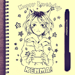 cousaten:  Happy birthday, pudding cat Kenma! Also for Inktober day 16 :3