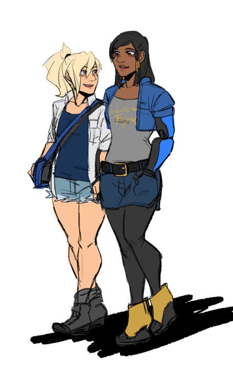 72stars: casual pharmercy doodle because I can (Angela’s carrying both of their purses, which is why