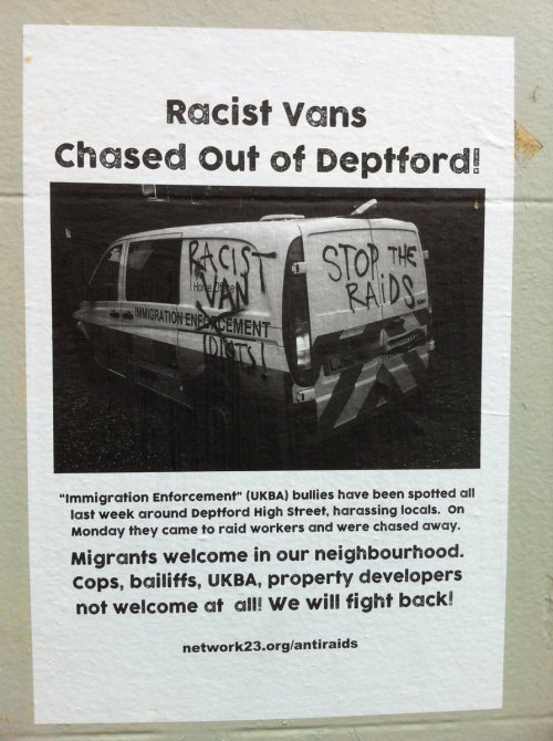 “We will fight back!” Posters up in Deptford after raid resistance On Monday (13 June) people chased