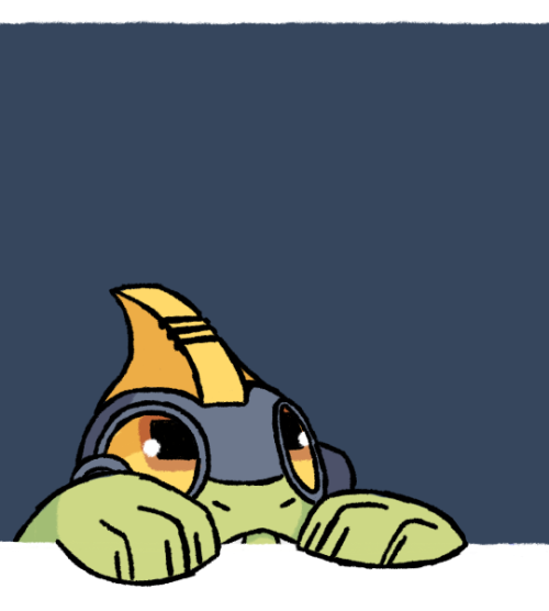tilde-heart:blinkanddestroy-archive:drobit is watchin ur dash… [Image description: Drobit from Skylanders sitting on a background in the old shade of blue used for the Tumblr dashboard and looking up. End description]