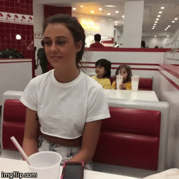 dailyhott:  Happy and Embarrassed in In-n-Out Chat up a horny chic TODAY!  