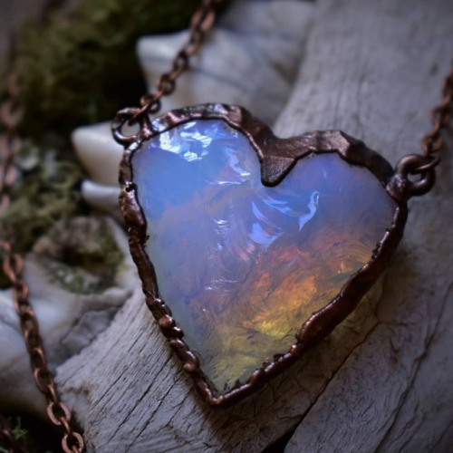 Last one left! Heart shaped opalite shard pendant available now at www.DarlingDeadAdornment.com . #o