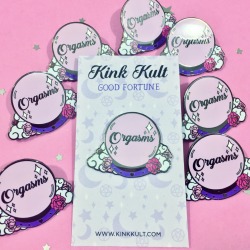 kinkkult:  The crystal ball predicts: Orgasms!   Good Fortune pins are now available on the website.   The next four orders gets one for free, no minimum purchase required.  http://www.kinkkult.com  🔮🌙✨