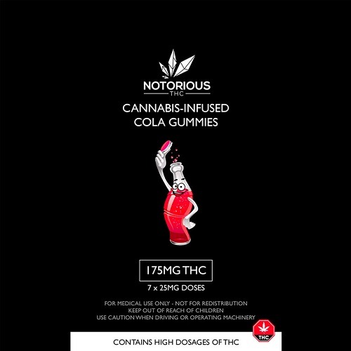 Notorious THC – Candy Colas Gummies (175MG THC)
15.00 CA$
See more : https://dispensarynearmenow.co/shop/notorious-thc-candy-colas-gummies-175mg-thc/
These sour cola gummies have your favorite cola flavor and are shaped like mini cola bottles. A...