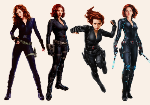  Black Widow concept art: Iron Man 2 vs The Avengers vs Captain America: the Winter Soldier vs Avengers: Age of Ultron (click for larger) 