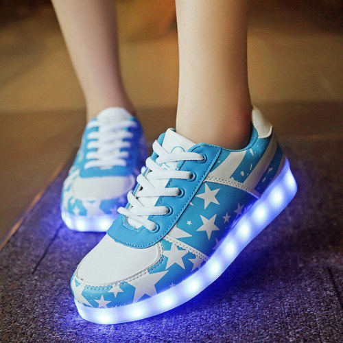 fluoshoes:Our Blue & White stars Fluo Shoes are #GOALSLight up shoes would be nice to have :3