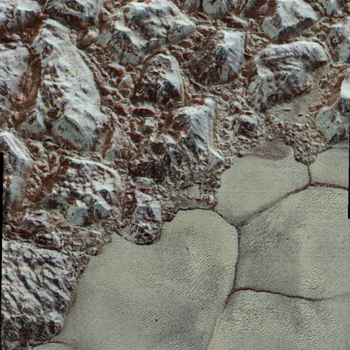 fuckyeahastrophysics:  Close-up photo of Pluto’s icy surface terrain taken by the New Horizons