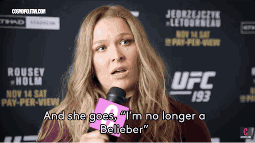 n0sylla:  jingle-brrrrt:  we-are-legion-for-we-are-taco:  jingle-brrrrt:  itmaybedullbutimdetermined:  basicblake:  refinery29:  Justin Bieber Is Officially On Ronda Rousey’s Bad Side Ronda Rousey is an ultimate fighting champion. And she has beef to