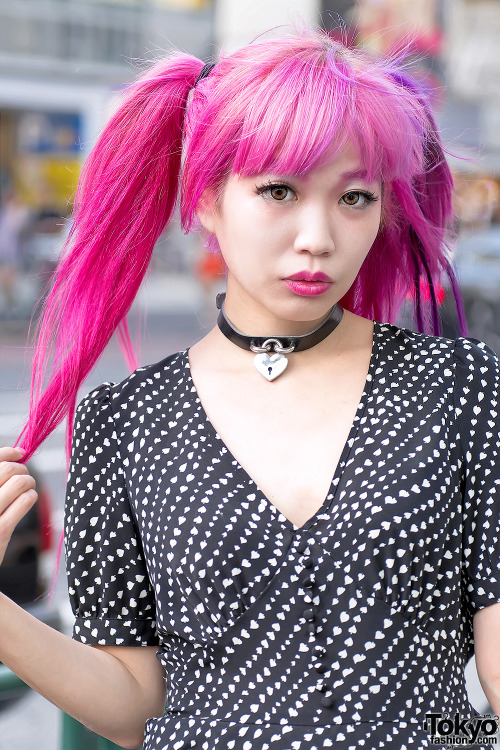 tokyo-fashion:Harajuku Monster Girl Asachill wearing a Spiral Girl dress with Spinns Harajuku platfo