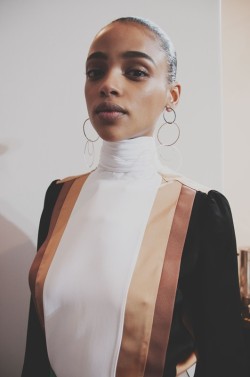 rrrusskaya:Jonathan Saunders Fall - Winter 2015/2016 backstage photographed by Philip Trengove.Model: Aya Jones.