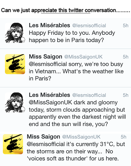 onasolosaxophone:This is why I love the theatre.