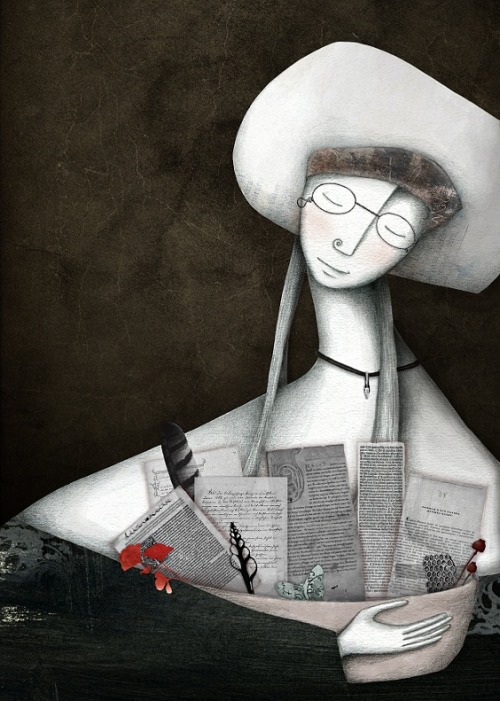 Librarian, mistress of dreams / Bibliotecaria, maestra de sueños. Illustration by Evangelina 
