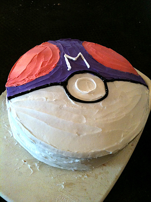 Pokemon Masterball cake for my friend Sam’s 21st birthday. Yellow cake recipe from Smitten Kit