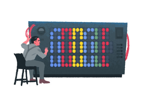 samleedraws: Mock Google Doodle for class. “Today we celebrate the 107th birthday of Alan Turi