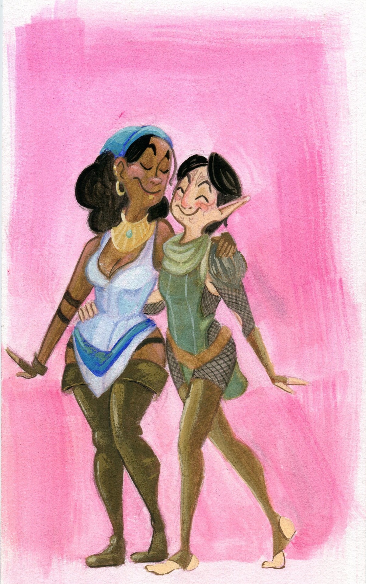 mikaelasanp-art:  practicing gouache some more, starring the lovely Isabela and Merrill!