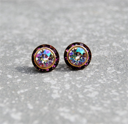 cute-thangsss:  rainbow crystal diamondsvintage stud earringslemon rainbow studsjewel tone amethyst