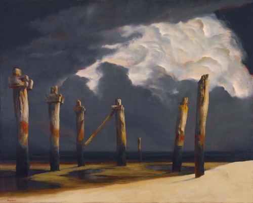 Remnant Pier with a Stormy Sky    -      Rick Amor , 2005Australian,b.1948-