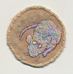littlealienproducts: Embroidered Glow-in-the-Dark Rat Patches by Fiona Bear Claw 