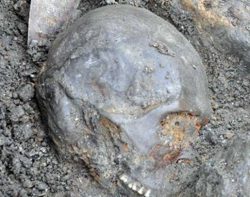 sixpenceee:  Skulls Impaled on SticksIn southeast Sweden, archaeologists found a rather unique cemetery. It consists of skulls impaled on sticks, and it’s at the bottom of a lake. The shallow lake has long since dried up, which made the discovery possible