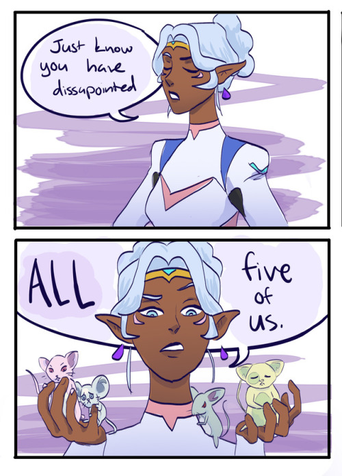jays-art: allura would totally guilt people with the mice tho (based on this)