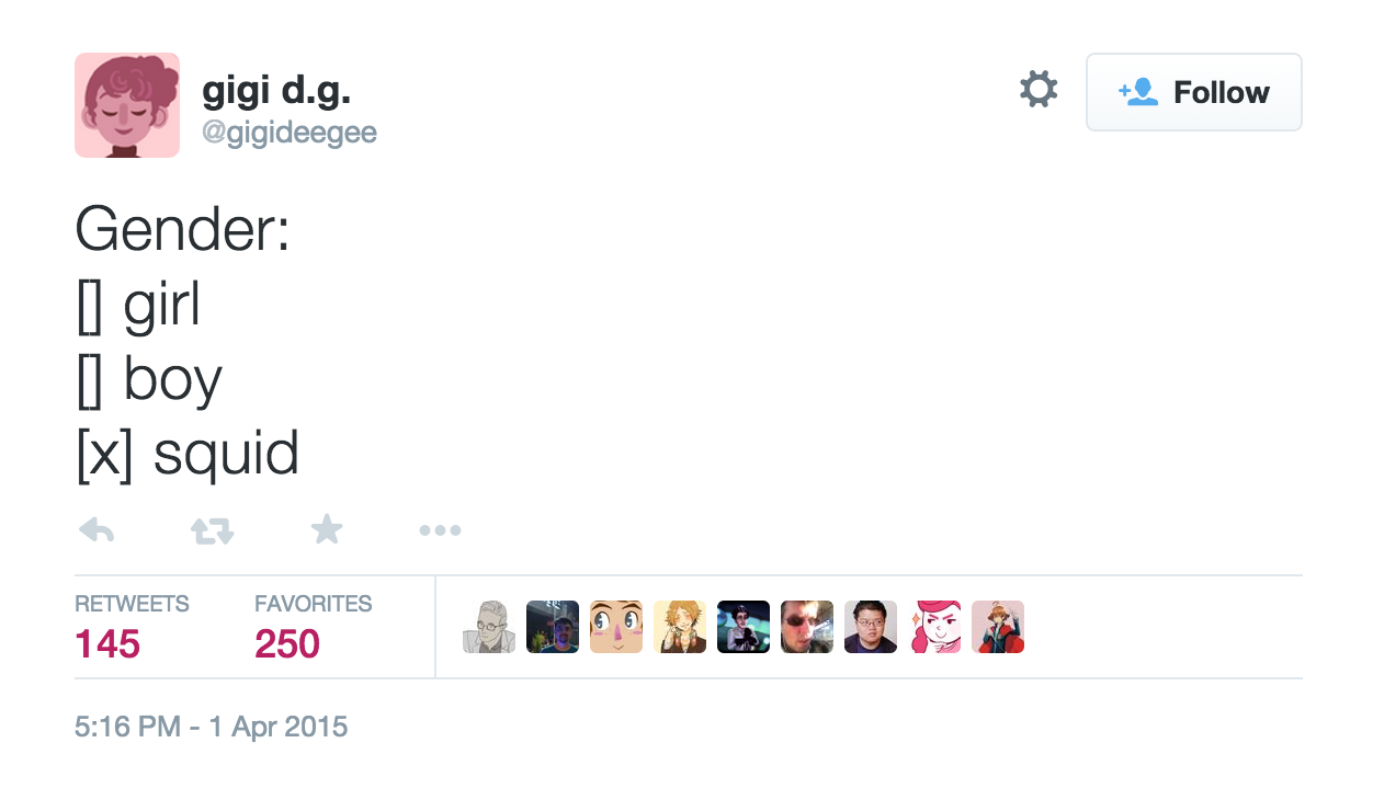 genderoftheday:  Today’s Gender of the day is: squid