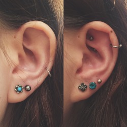 acrylic:  ear piercings - definitely prefer