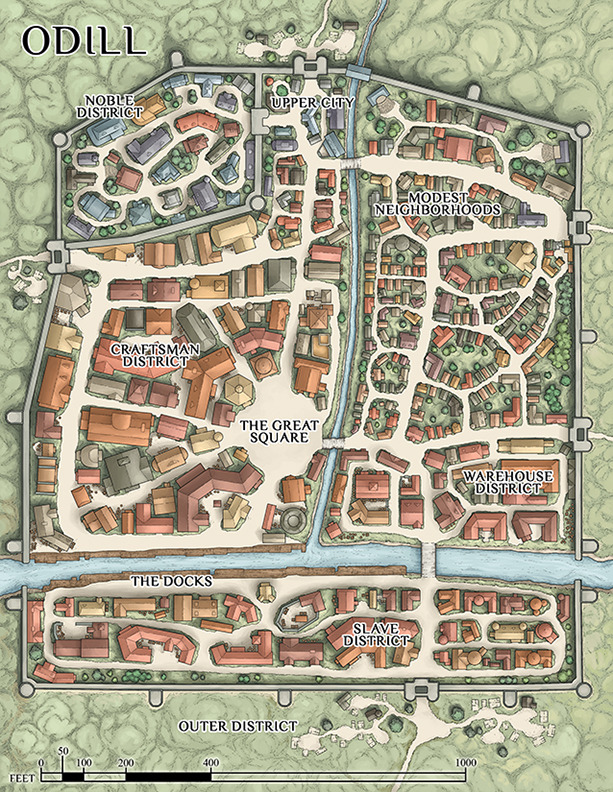 venatusmaps:  The city of Odill, created for Dan Hass’ adventure modules.