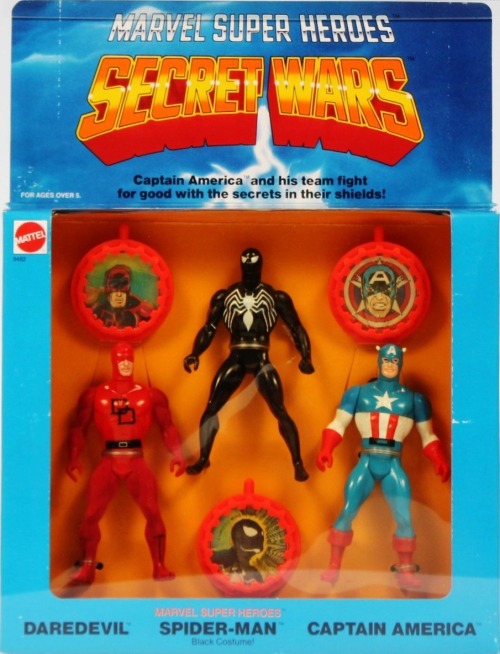 1980sactionfigures:Daredevil / Spider-Man (Black Costume) / Captain America 3-Pack - Secret Wars (Ma