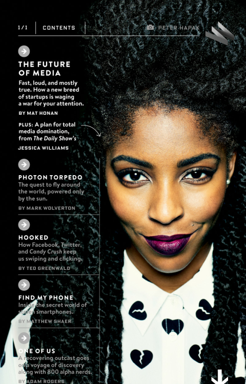 divalocity:  Wired Magazine January 2015: Jessica Williams Photography: Peter Habak 