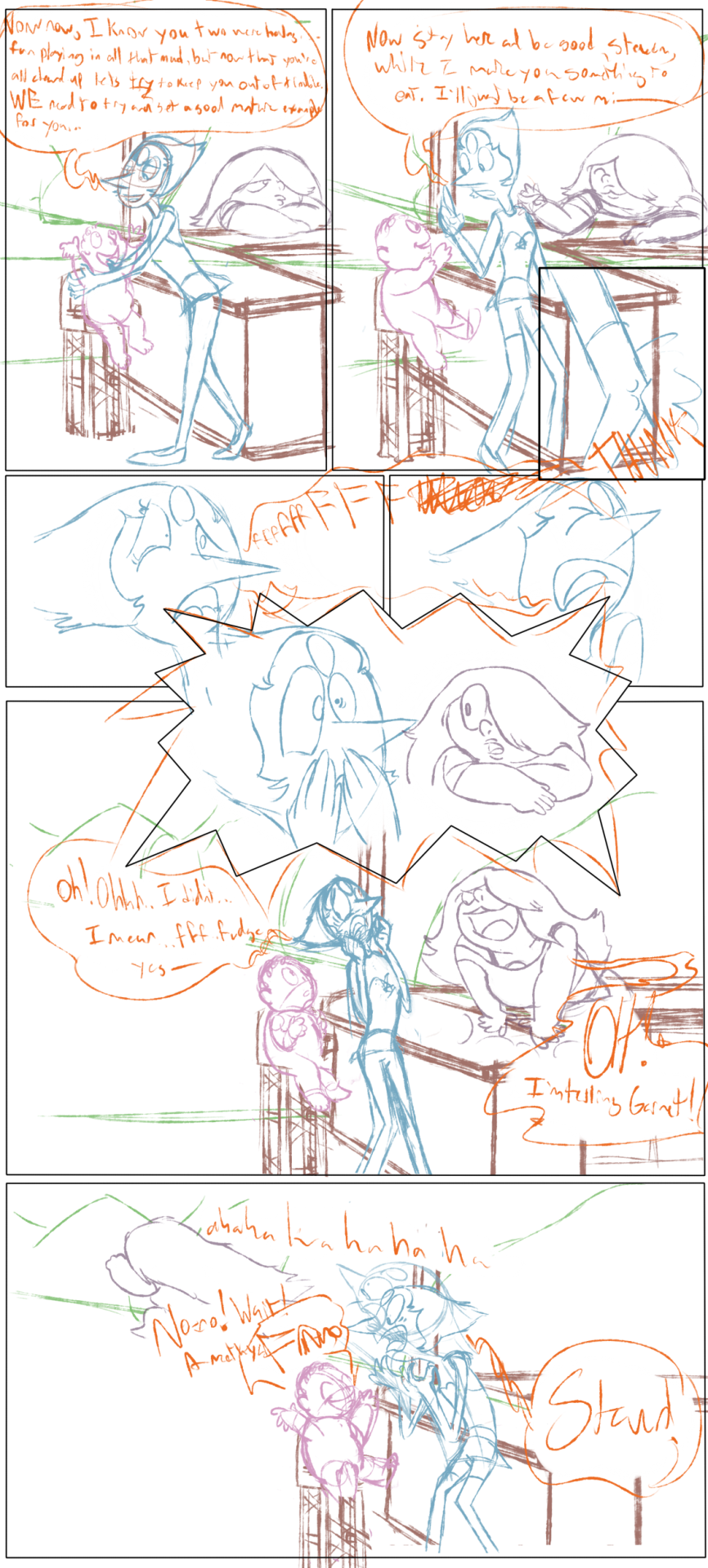 (fullview)Okey doke, here&rsquo;s the rough sketch of the SU one-page comic I