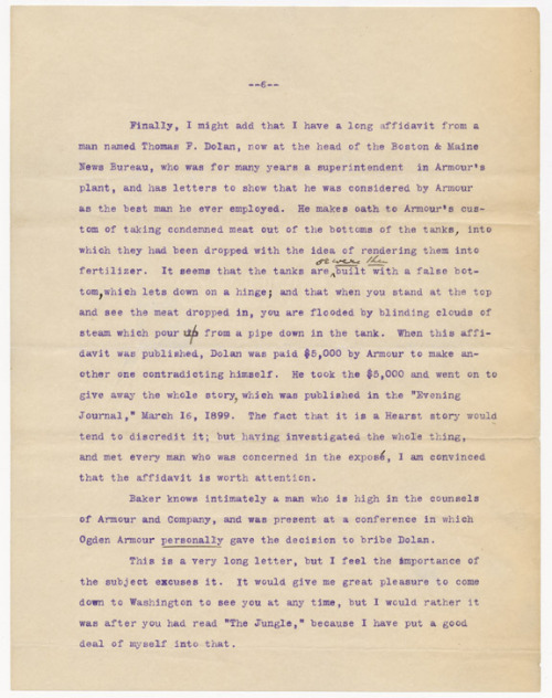 For #BannedBooksWeek and author Upton Sinclair’s 135th birthday (belated!), born September 20, 1878.
usnatarchives:
“ In honor of Banned Books Week, here’s a letter to President Theodore Roosevelt from Upton Sinclair, whose novel “The Jungle” has...