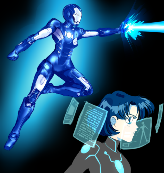 dramalibrarian:  firecloud42:  Sailor Avengers drawn by JEI  So much awesome.…Would