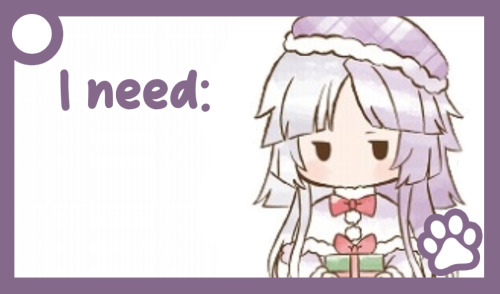 A purple communication card of Sigma. The text reads: 'I need'