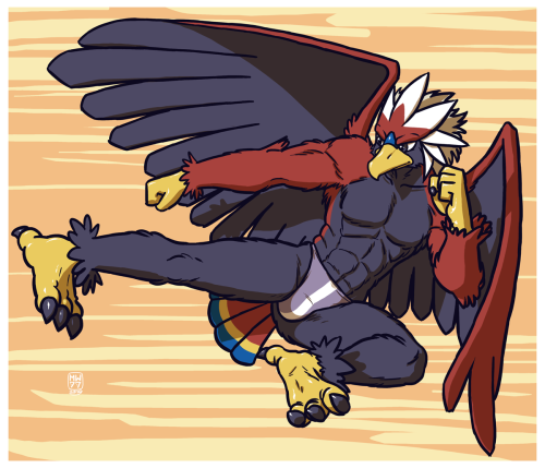 izzyink: High jump kick  With the tournament coming in a few days, Braviary practices martial arts in his home. Now that’s a flying kick!Braviary belongs to Game Freak/Nintendo.   