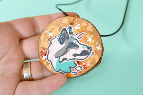 Wolf An Fox Pendant Necklaces I Made Out Of Some Wood Rounds. Part Of My Tests On Painting On Wood. These